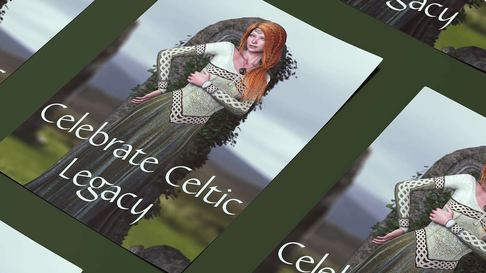 Celtic Lady Posing in Front of Ancient Stones